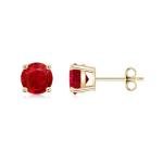 Ruby Solitaire Earrings in Yellow Gold