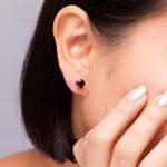 Ruby Solitaire Earrings in Yellow Gold