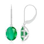 Emerald Leverback Drop Earrings in Platinum
