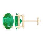 Natural Emerald Earrings in Yellow Gold for Women