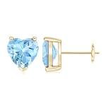 Heart-Shaped Aquamarine Stud Earrings in Gold
