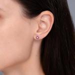 Natural Ruby Diamond Flower Stud Earrings for Women