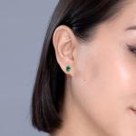 Natural Emerald Earrings in Yellow Gold for Women