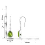 Peridot Drop Earrings with Diamond Halo in Platinum