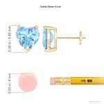 Heart-Shaped Aquamarine Stud Earrings in Gold