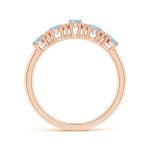 Aquamarine and Diamond Five Stone Wedding Ring