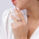 Opal Solitaire Ring with Diamonds in Yellow Gold