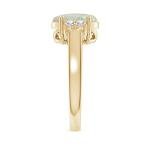 Opal Solitaire Ring with Diamonds in Yellow Gold