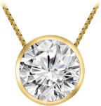 0.76 3/4 Carat 18K Yellow Gold IGI Certified LAB-GROWN Round Cut Diamond Pendant Necklace Bezel Set Ultra Premium Collection (H-I Color, VS1-VS2 Clarity) + 16" Silver Chain