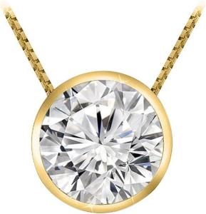 0.51 Carat 14K Yellow Gold Round Diamond Bezel Solitaire Pendant Necklace K Color I2 Clarity