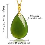 ZHOU LIU FU 24K Solid Gold Pendant Real Pure Gold Green Nephrite Jade Drop Pendant Dainty Jewelry for Women Her Lover Mom Anniversary (Not Include Necklace)