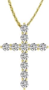0.51 Carat Total Weight 14K Yellow Gold Diamond Cross Premium Collection