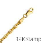 Aenmia Solid 14k Yellow Gold Rope Chain Necklace, Lobster Claw Clasp, Jewelry Gift for Women Men, 3.05mm, 24 inch