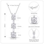 Past Present Future Three Stone Pendant Necklace Lab Grown Diamond In 14K White Gold Plated Sterling Silver Jewelry Mother's Days Gift For Women