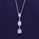 Past Present Future Three Stone Pendant Necklace Lab Grown Diamond In 14K White Gold Plated Sterling Silver Jewelry Mother's Days Gift For Women