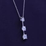 Past Present Future Three Stone Pendant Necklace Lab Grown Diamond In 14K White Gold Plated Sterling Silver Jewelry Mother's Days Gift For Women