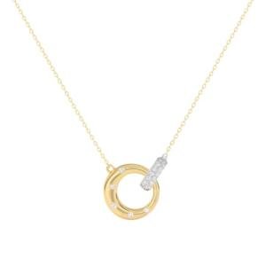 Interlocking 0.17 Carat Lab Grown Diamond Necklace for Women, 925 Sterling Silver Necklace with 14K Gold Vermeil, Hypoallergenic 925 Sterling Silver Jewelry for Christmas, Anniversary & Birthday Gift