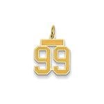 JewelryWeb 14k Solid Yellow Gold Small Satin Sport game Number 99 Charm Pendant Necklace for Women