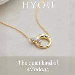 Interlocking 0.17 Carat Lab Grown Diamond Necklace for Women, 925 Sterling Silver Necklace with 14K Gold Vermeil, Hypoallergenic 925 Sterling Silver Jewelry for Christmas, Anniversary & Birthday Gift