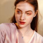 FANCIME 14K Yellow Gold Amethyst Necklace Halo Teardrop Natural Amethyst Gemstone Pendent with Moissanite, February Birthstone Wedding Gift for Women Her