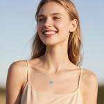 DOVRAN 14K Solid Gold Opal Necklace for Women Gold Heart Jewelry Gift for Women (heart-blue opal)