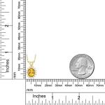 Gem Stone King 14K Yellow Gold Gemstone Birthstone Halo Pendant Necklace | Oval 8X6MM | Gold Necklace for Women | 18 Inch Chain | Fine Jewelry for Her Mom Wife | Citrine-November