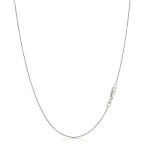 Aenmia Solid 14k White Gold Chain Box Necklace Link, Lobster Claw Clasp, Jewelry Gift for Women Men, 2mm, 24 inch