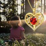 SISGEM Real Gold Custom Tree of Life Necklace for Women,10K 14K 18K Gold Heart Pendant Necklace Personalized Birthstones Names Jewelry Personalized Gifts for Birthday Christmas Anniversary (Style-1)