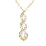 DOVRAN 14K Solid Gold Freshwater Pearl/Opal Necklace 14K Gold Pearl Necklace Pendant Gold Jewerly Gift for Women (white pearl-style 4)
