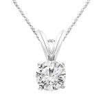 Houston Diamond District 0.5 to 12 Carat IGI Certified LAB GROWN Diamond Round Cut 4 Prong Pendant Necklace with Chain (H-I Color, VS1-VS2 Clarity) 14K White Gold 18" Gold Chain 0.45 Carat