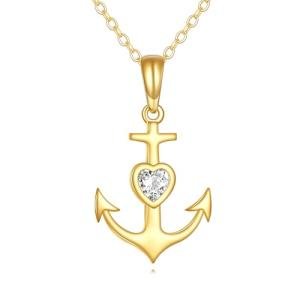 KECHO 14k Gold Anchor Necklace Yellow Gold Anchor Pendant Birthday Gifts for Women Jewelry Gifts for Her