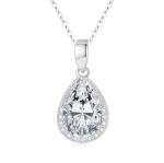 SISGEM 14k White Gold Natural Diamond and Teardrop Cubic Zirconia Necklace for Women, Fine 14 Karat Gold Jewelry Gifts for Her, 16-18 inch
