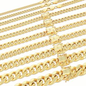 Nuragold 14K Real Yellow Gold Miami Cuban Lightweight Link Chain Necklace 16"-30" (3mm-12.6mm) Italian Jewelry for Men & Women - 12.6mm,30"