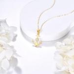 KECHO 14k Gold Anchor Necklace Yellow Gold Anchor Pendant Birthday Gifts for Women Jewelry Gifts for Her