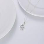 SISGEM 14k White Gold Natural Diamond and Teardrop Cubic Zirconia Necklace for Women, Fine 14 Karat Gold Jewelry Gifts for Her, 16-18 inch