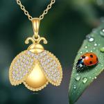 DOVRAN 14K Solid Gold Ladybug Necklace for Women Real Yellow Gold Ladybug Pendant Insect Jewelry Birthday Gifts for Wife Mom