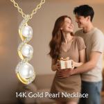 DOVRAN 14K Solid Gold Freshwater Pearl/Opal Necklace 14K Gold Pearl Necklace Pendant Gold Jewerly Gift for Women (white pearl-style 4)