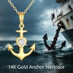 KECHO 14k Gold Anchor Necklace Yellow Gold Anchor Pendant Birthday Gifts for Women Jewelry Gifts for Her