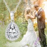 SISGEM 14k White Gold Natural Diamond and Teardrop Cubic Zirconia Necklace for Women, Fine 14 Karat Gold Jewelry Gifts for Her, 16-18 inch