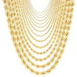 Nuragold 14K Real Yellow Gold Solid Rope Diamond Cut Chain Necklace 16"-30" (1mm-10mm) Italian Jewelry for Men & Women - 26",1mm