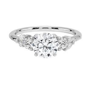 1 Carat Round Cut IGI certified Lab Grown Diamond Ring 10K 14K 18K White Gold Engagement Ring 3 Stone Milgrain Wedding Bridal Ring Anniversary Christmas Ring For Women (E-F Color VVS2 Clarity)