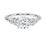 1 Carat Round Cut IGI certified Lab Grown Diamond Ring 10K 14K 18K White Gold Engagement Ring 3 Stone Milgrain Wedding Bridal Ring Anniversary Christmas Ring For Women (E-F Color VVS2 Clarity)