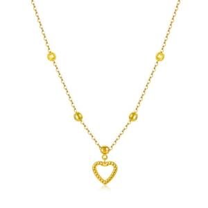 18ct Real Gold Heart Necklaces for Women, Love You Forever Yellow Gold Heart Pendant Necklace Jewelry Anniversary Birthday Gift for Her, Mom, Wife 18”