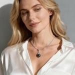 Natural Tahitian Black Pearl Necklace 12-13mm - Christmas Gift for Women Wife, Mom, daughter, Jewelry Gifts for Wedding Anniversary Birthday, Seawater Pearl with Sterling Silver Moissanite Pendant