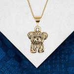 The Magic Zoo 14K Solid Gold Shorkie Pendant - Small Dog Gifts for Women