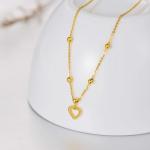 18ct Real Gold Heart Necklaces for Women, Love You Forever Yellow Gold Heart Pendant Necklace Jewelry Anniversary Birthday Gift for Her, Mom, Wife 18”