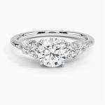 1 Carat Round Cut IGI certified Lab Grown Diamond Ring 10K 14K 18K White Gold Engagement Ring 3 Stone Milgrain Wedding Bridal Ring Anniversary Christmas Ring For Women (E-F Color VVS2 Clarity)