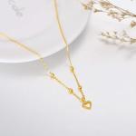 18ct Real Gold Heart Necklaces for Women, Love You Forever Yellow Gold Heart Pendant Necklace Jewelry Anniversary Birthday Gift for Her, Mom, Wife 18”