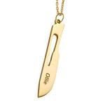 Jewellery Of Breezy Personalized No10 Scalpel Name Pendant Necklace, Gold Filled, 14K Solid Gold Medical Jewelry (16", White Gold)