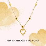 18ct Real Gold Heart Necklaces for Women, Love You Forever Yellow Gold Heart Pendant Necklace Jewelry Anniversary Birthday Gift for Her, Mom, Wife 18”